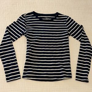 Navy and White Striped Long Sleeve Tee